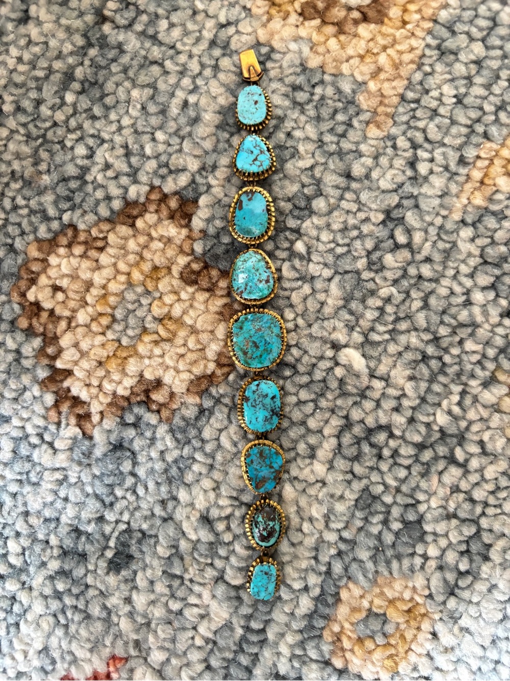 Vintage/Estate hand made Gold plated Turquoise eternity bracelet - Women Jewelry - Picture 5 of 6